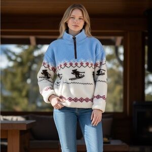 Altar'd State AS Revival "Ski Girl" Sherpa Fleece 1/4 Zip Pullover Jacket S